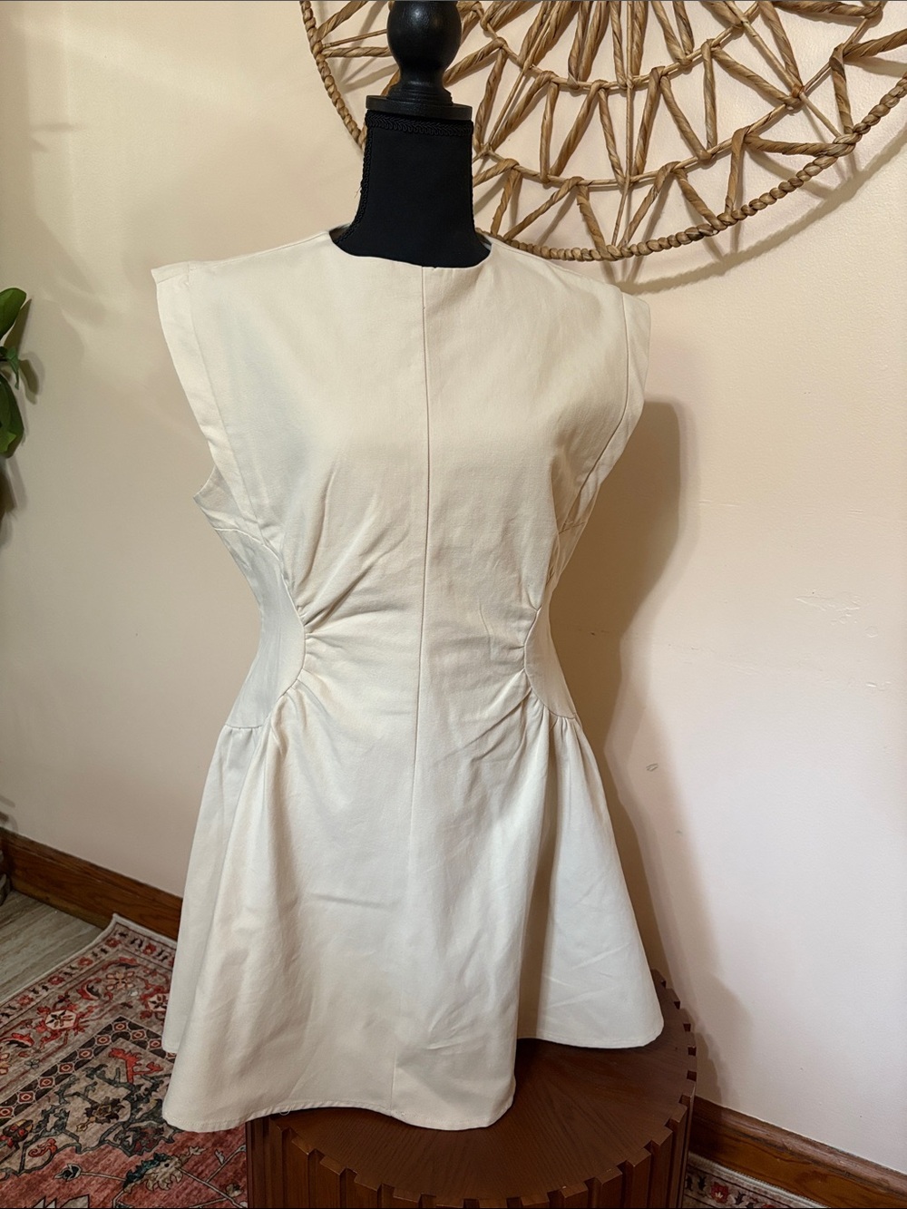 Women's Cream Fit-and-Flare Dress